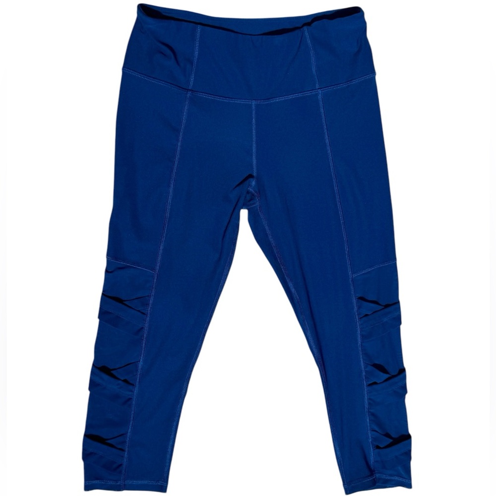 ♛4/$20♛ Studio by Energy Zone High Rise Capri Leggings w/ Mesh Side Detail Blue
